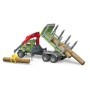 Bruder camion lemne Mack Granite cu macara de incarcare, graifer si 3 busteni